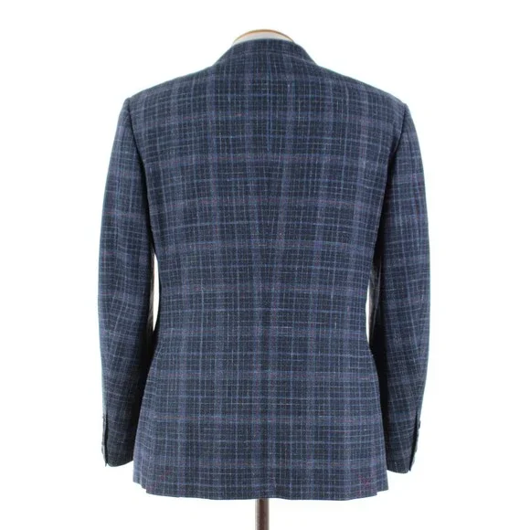 Cardinal of Canada NWT Wool Blend Sport Coat Size 40S US In Blue w/ Coral Plaid